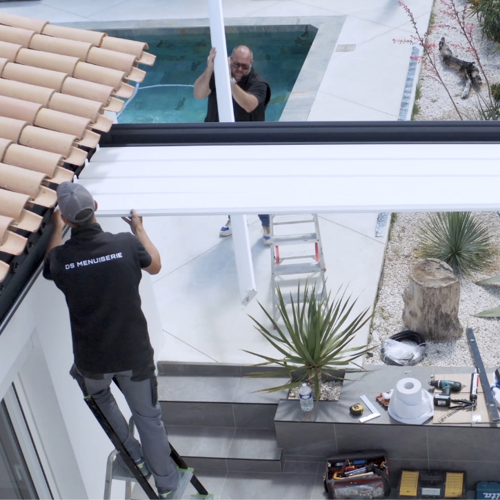 Vue ciel pose pergola ALU