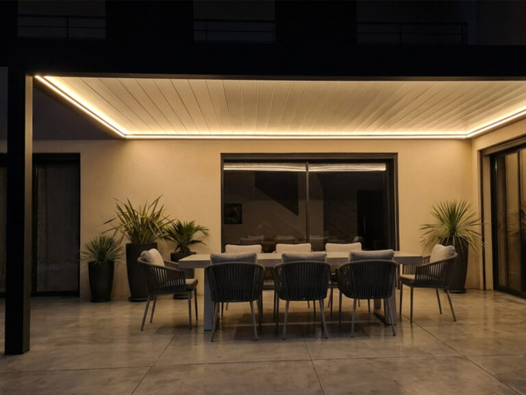 Pergola grande dimension éclairage de nuit