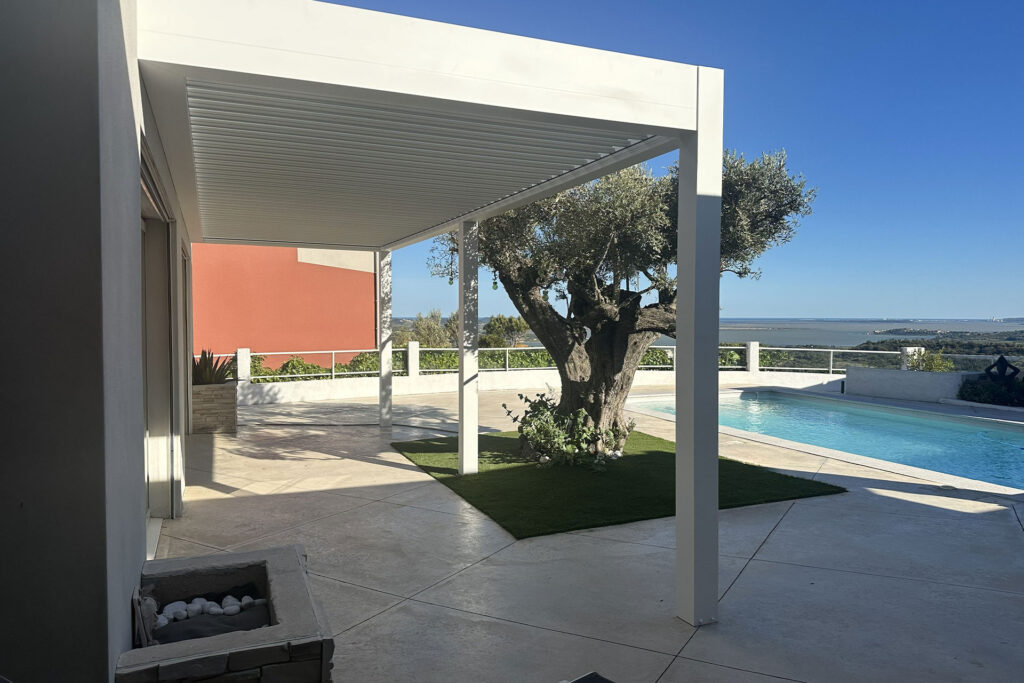Vue depuis la pergola de l'étang